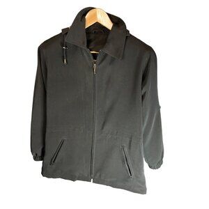 Westbound Petites Black Hooded Full Zip Lightweight Jacket Sz SP